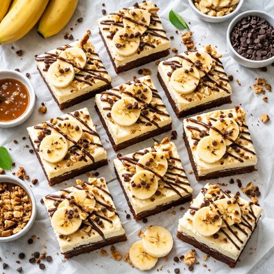 Image of Chocolate Bottom Banana Cheesecake Bars