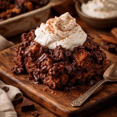 Image of Chocolate Bread Pudding Wtih Spiced Whipped Cream