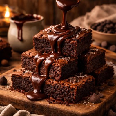 Image of Chocolate Brownies with Hot Fudge Sauce