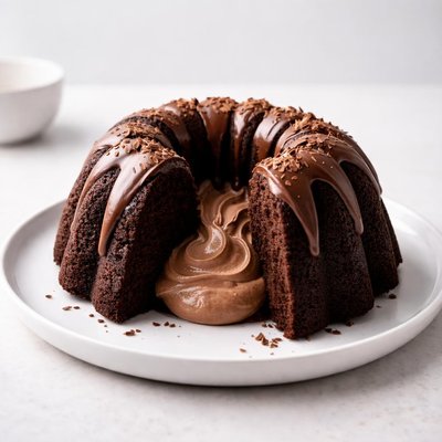 Image of Chocolate Bundt Cake with Frosting Inside