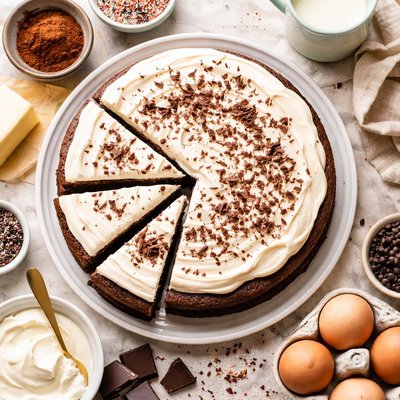 Image of Chocolate Buttermilk Cake with a Sour Cream Frosting