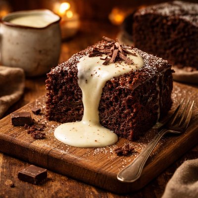 Image of Chocolate Cake W Vanilla Sauce