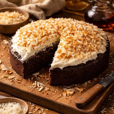 Image of Chocolate Cake with Coconut Topping Vegan