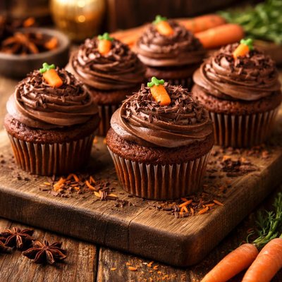 Image of Chocolate Carrot Cupcakes with Chocolate Cream Cheese Icing