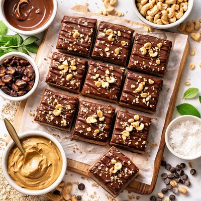Image of Chocolate Cashew Truffle Bars Recipe