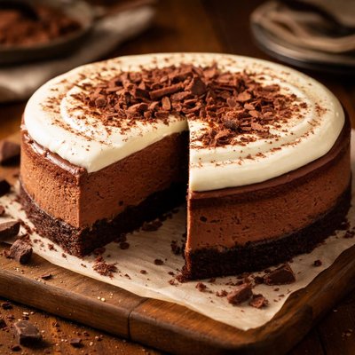 Image of Chocolate Cheesecake with Sour Cream Topping Light