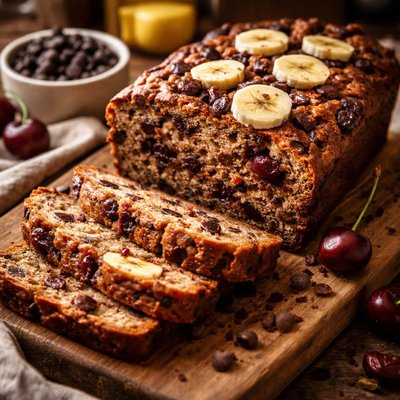Image of Chocolate Cherry Banana Bread Diabetic Friendly