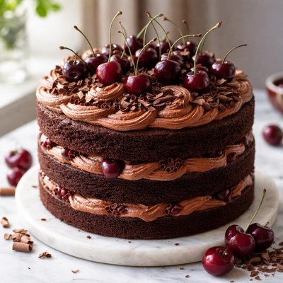 Image of Chocolate Cherry Cake with Chocolate Cream Cheese Frosting