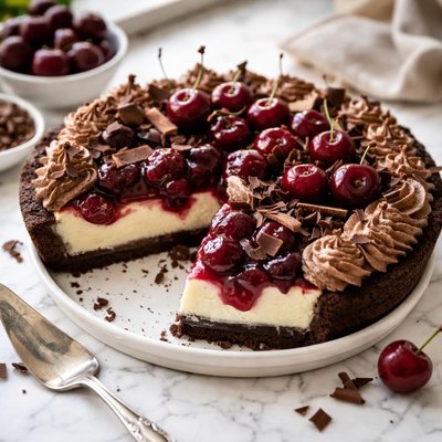Image of Chocolate Cherry Cheesecake Pie