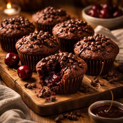 Image of Chocolate Cherry Cordial Muffins