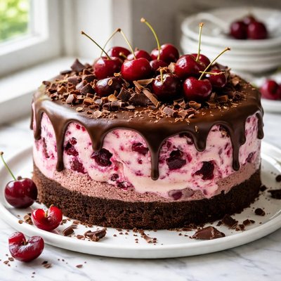 Image of Chocolate Cherry Ice Cream Cake