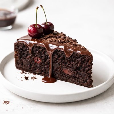 Image of Chocolate Cherry Rye Cake with Cherry Chip Mocha Glaze