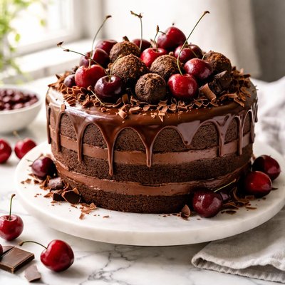 Image of Chocolate Cherry Truffle Cake
