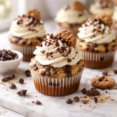 Image of Chocolate Chip Cheesecake Swirl Cupcakes