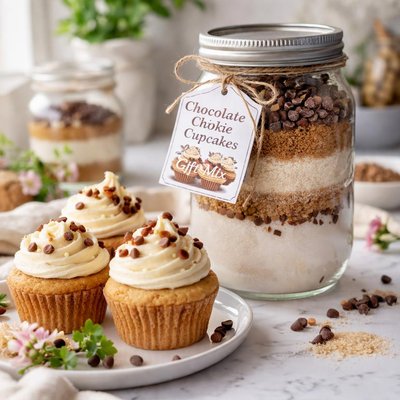 Image of Chocolate Chip Cookie Cupcakes Gift Mix in a Jar