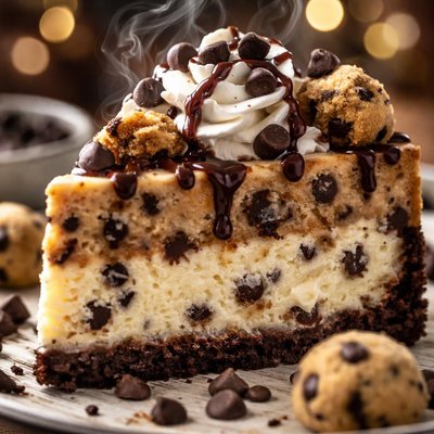 Image of Chocolate Chip Cookie Dough Cheesecake Dessert