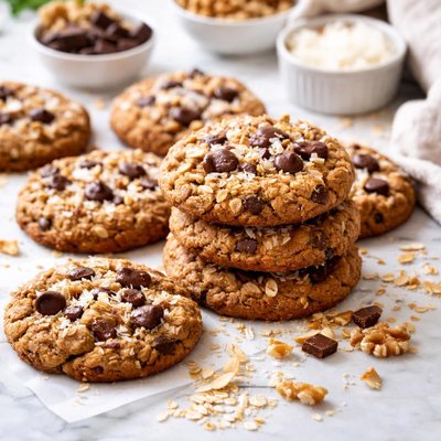 Image of Chocolate Chip Oatmeal Walnut and Coconut Cookies