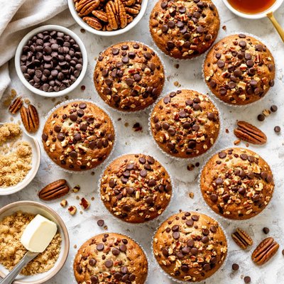 Image of Chocolate Chip Pecan Pie Muffins