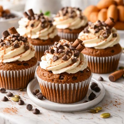 Image of Chocolate Chip Pumpkin Cupcakes