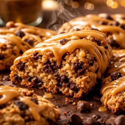 Image of Chocolate Chip Scones with Peanut Butter Glaze