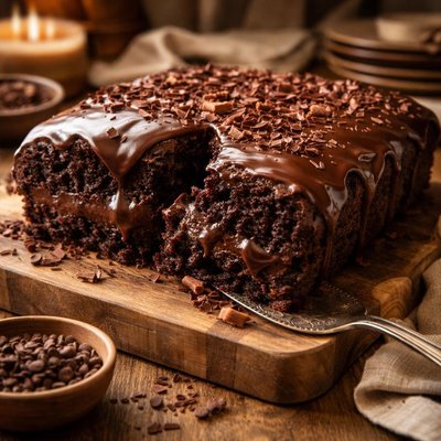 Image of Chocolate Chocolate Pudding Cake with Chocolate Ganache