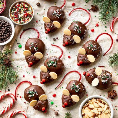 Image of Chocolate Christmas Mice Cookies