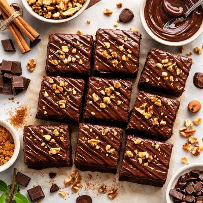 Image of Chocolate Cinnamon Walnut Brownies with Chocolate Ganache