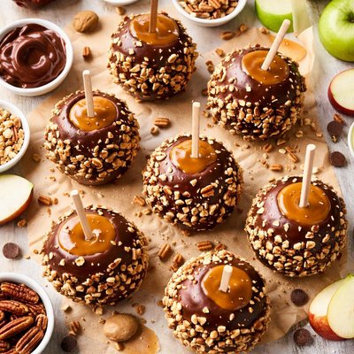Image of Chocolate Covered Caramel Apples with Nuts