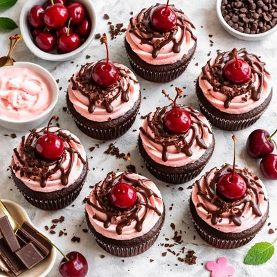 Image of Chocolate Covered Cherry Cupcakes