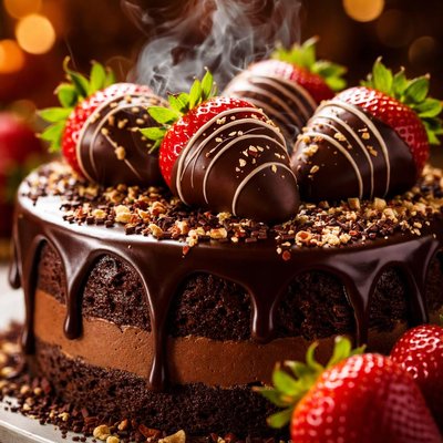 Image of Chocolate Covered Strawberries Cake