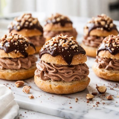 Image of Chocolate Cream Puffs with Hazelnut Filling Paula Deen