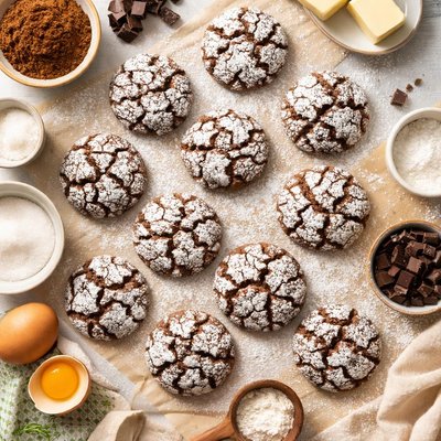 Image of Chocolate Crinkle Cookies from Scratch