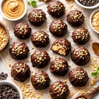 Image of Chocolate Crispy Peanut Butter Balls