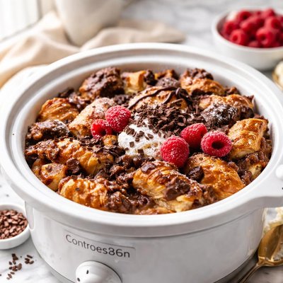Image of Chocolate Croissant Pudding Crock Pot