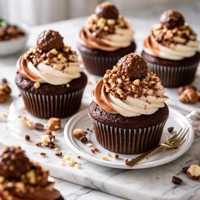 Image of Chocolate Cupcakes with Nutella and Mixed Cream Cheese Frosting