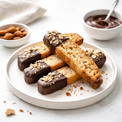 Image of Chocolate Dipped Almond Anise Biscotti