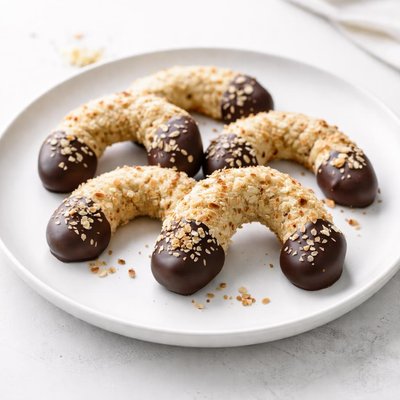 Image of Chocolate Dipped Almond Horseshoe Cookies