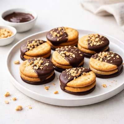 Image of Chocolate Dipped Peanut Butter Cracker Sandwiches