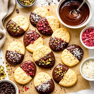 Image of Chocolate Dipped Shortbread Cookies