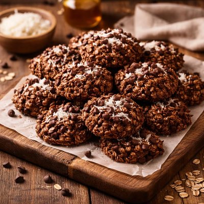 Image of Chocolate Drops Coconut Oatmeal No Bake