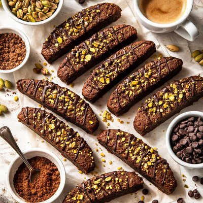 Image of Chocolate Espresso Pistachio Biscotti