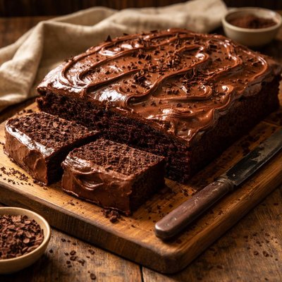 Image of Chocolate Frosted Chocolate Vinegar Cake