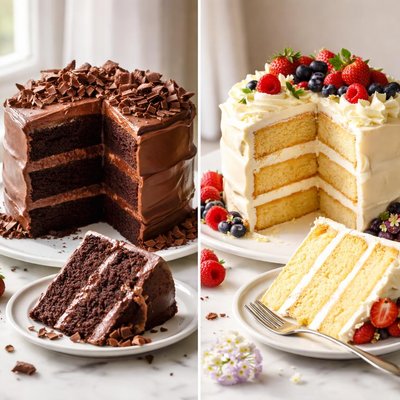 Image of Chocolate Fudge and Golden Layer Cake