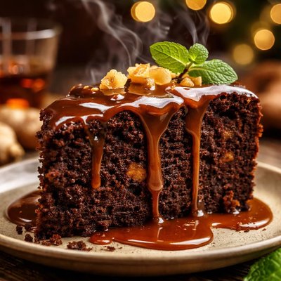 Image of Chocolate Ginger Cake with Bourbon Sauce