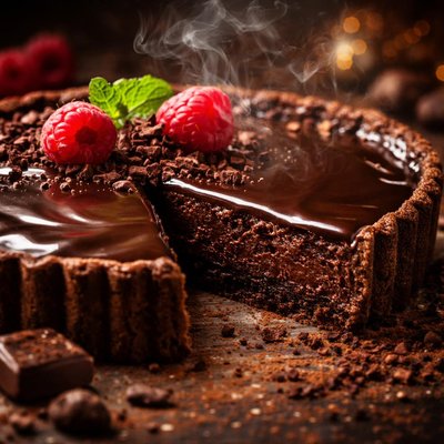 Image of Chocolate Glazed Chocolate Tart