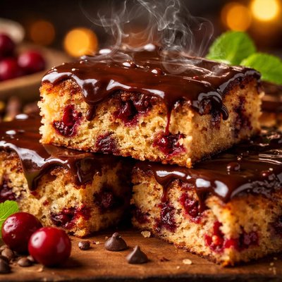 Image of Chocolate Glazed Cranberry Blondies