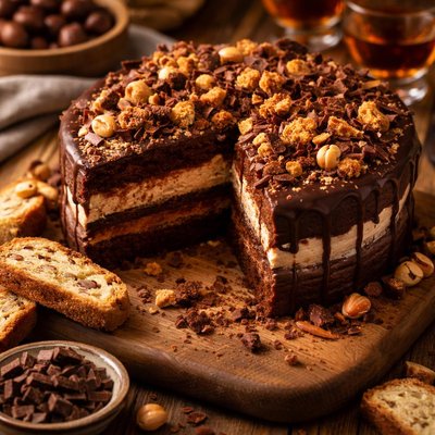 Image of Chocolate Hazelnut Brandy Torte with Biscotti