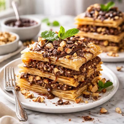 Image of Chocolate Hazelnut Phyllo Dessert Fit for Queens