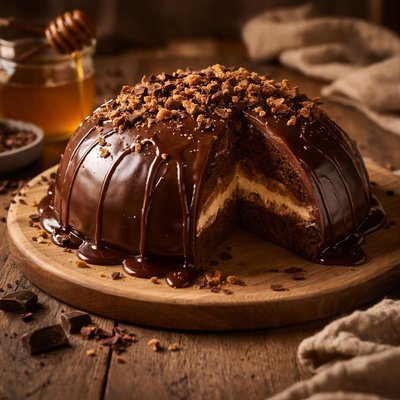 Image of Chocolate Honey Dome Cake with Chocolate Honey Glaze