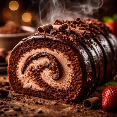 Image of Chocolate Ice Cream Cake Roll